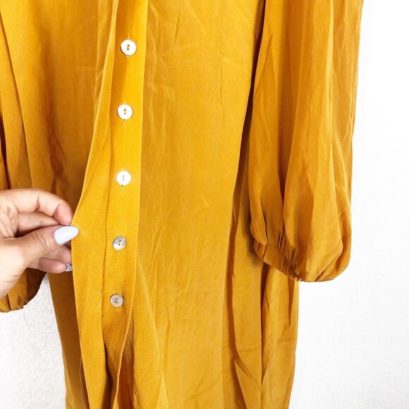 NWOT Silvia Tcherassi Magnolia Silk Midi Dress Small Cold Shoulder Button Front - Picture 11 of 13